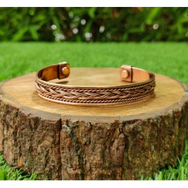 Wonder Care Pure Copper Bracelet For Women and Men Adjustable Copper Bracelet For Men Magnetic Copper Kada with 2 Magnets