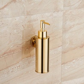 BGL wall mounted 304 stainless steel soap dispenser for decor (Round, Gold)