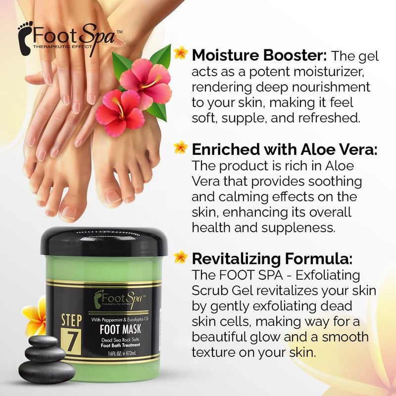FootSpa - Cream Mask for foot, 16 Oz With Peppermint