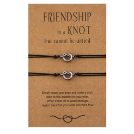 YangQian Friendship Bracelets Gifts for Women Best Friend Love Knot Bracelets for 2 Girls Soul Sister Gifts Bracelets Make a Wish Bracelet Gifts for Christmas Birthday