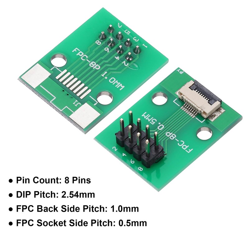 QUARKZMAN 4pcs FFC FPC Connector Board 8 Pin 0.5mm Female