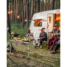 Sportneer Folding Table: Adjustable Height Camping Essentials 35.4" L x 23.6" W 2 Height with Mesh Layer - Compact & Portable Small Folding Table for Outdoor Camp Garden Picnic BBQ Dining Cooking