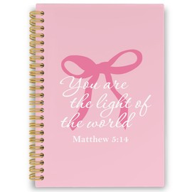 XPH Coquette Pink Bows Spiral Notebook, Christian Bible Verse Journaling Notebooks for Note Taking, Preppy Aesthetic Inspirational Hardcover Journals for Teen Girls Women, 160 Pages 5.5 x 8.3 Inch