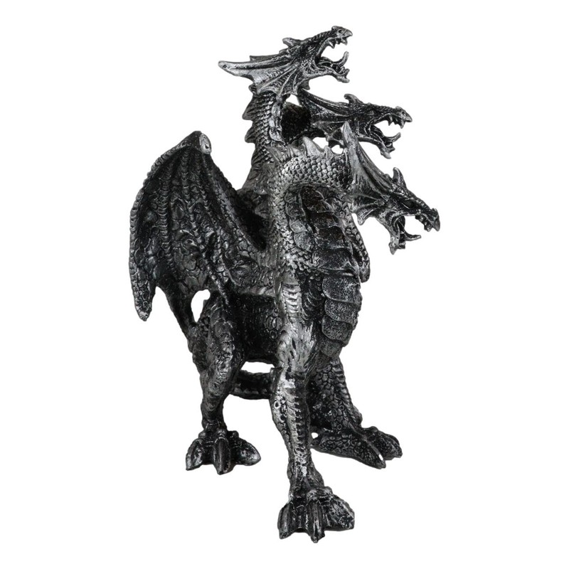 Ebros Ancient Legendary Three Headed Dragon Hydra Roaring Statue 8"