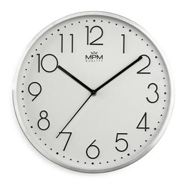 MPM Quality Design Metallic Elegance Wall Clock Aluminum White Numbers 3D Effect Quartz Sweep Round Wall Clock Modern Wall Decor Decorative Home Clock Wall Office Kitchen Living Room