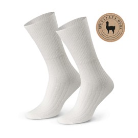 Socks 50% Alpaca Wool for Men and Women - Hypoallergenic Thermal Insulating Seamless, with Soft Waistband, Comfortable and Comfortable to the Touch, ecru, 35-37