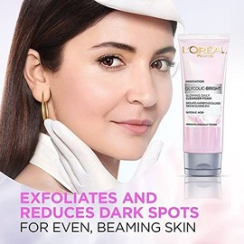 L'Oreal Paris Limpiador facial espumoso diario glicólico brillante, 1.7 fl oz | Lavado facial diario brillante para piel opaca
