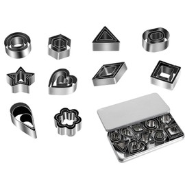 30 Pcs Cookie Cutters with a Box, Stainless Steel Star Heart Flower Round 10 Shape Cookie Baking Mold Sets for Kitchen Baking (30)
