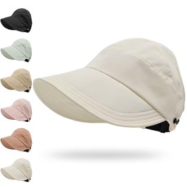 Outdoor UV Protection Hollow Top Sun Hat - Summer Outdoor Adjustable Wide Brim Hats for Women (Beige,One Size)