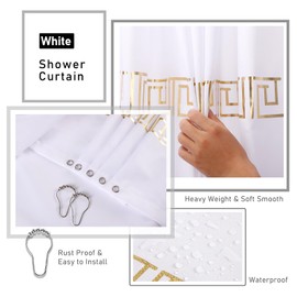 XLHOMO 11PCS Bathroom Sets with Shower Curtain and Rugs Bathroom Accessories Set White Bathroom Set,Soap Dispenser & Toilet Brush Holder Set with Stainless Steel Trash Can