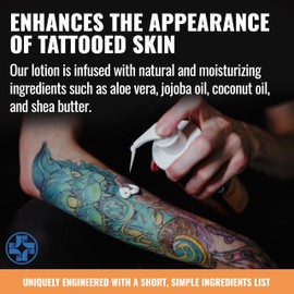 Saniderm Daily Tattoo Lotion (12 oz) – Premium, Organic Long-term Skin Care and Tattoo Aftercare for Vibrant Tattoos – Moisturizing Lotion for Tattooed Skin