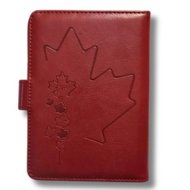 RedDeer Canada Passport Holder Wallet Premium PU Leather Travel Passport Wallet RFID Blocking Passport Cover Case Travel Documents Organizer with Pen Holder, for Women and Men (Red)
