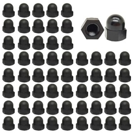 Nylon Dome Cap Nuts 100 Pcs M6 (6mm) Thread Hex Acorn Cap Nuts for Screws Bolts, Black