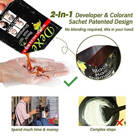 Instant Hair Dye - Black Hair Shampoo - (3) Black Color - Simple to Use - Last 30 days - Natural Ingredients!