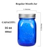 Amzcku 16 oz Blue Mason Jars with Lids，Regular Mouth Canning