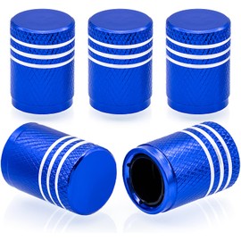 MEAJOO 5PCS Tire Valve Stem Caps, with Plastic Liner, Corrosion Resistant Leak-Proof, Anodized Alloy Universal Tire Valve Stem Covers for Cars, SUV, Trucks, Bikes, Motorcycles, Bicycles(Blue)