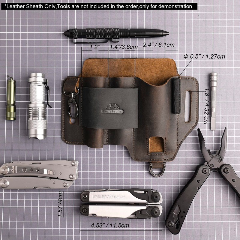 Topstache Leather Multitool Sheath,EDC Belt Organizer for Work and Daily
