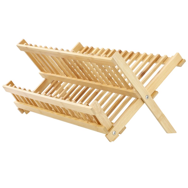 MegaChef 2-Tier Collapsible Kitchen Bamboo Drying Dish Rack