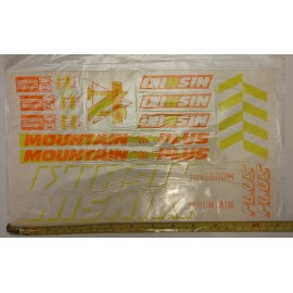 Nishiki Decal sheet NOS MTB Bike Mountain Plus White Orange Yellow Vintage Race