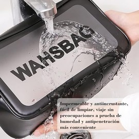 3 Piezas Bolsa de Maquillaje Impermeable, Neceser de Viaje para Mujer y Hombre, Cosmetiquera para Maquillaje Transparente, Bolsa para Baño Portatil y Gran Capacidad, Separación en Seco y Húmedo