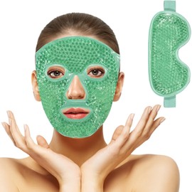 2PCS Máscara de Hielo para Ojos y Cara, Antifaz de Gel, Verde