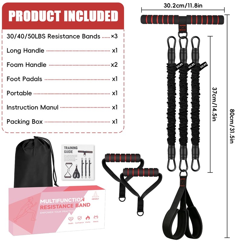 MENOLY Multifunction Pedal Resistance Band with Handle, 3 Different Levels