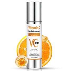 Suero de vitamina C para cara, suero de vitamina C al 20% para piel madura y envejecida, suave suero facial antienvejecimiento con ácido hialurónico, vitamina B5 para líneas finas, arrugas y tono