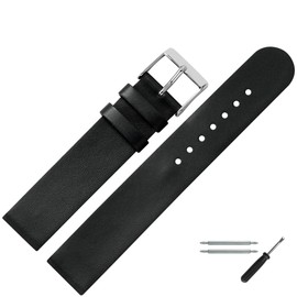 MARBURGER 27218 Watch Strap 18 mm Leather – Tool Assembly Set, Black/silver
