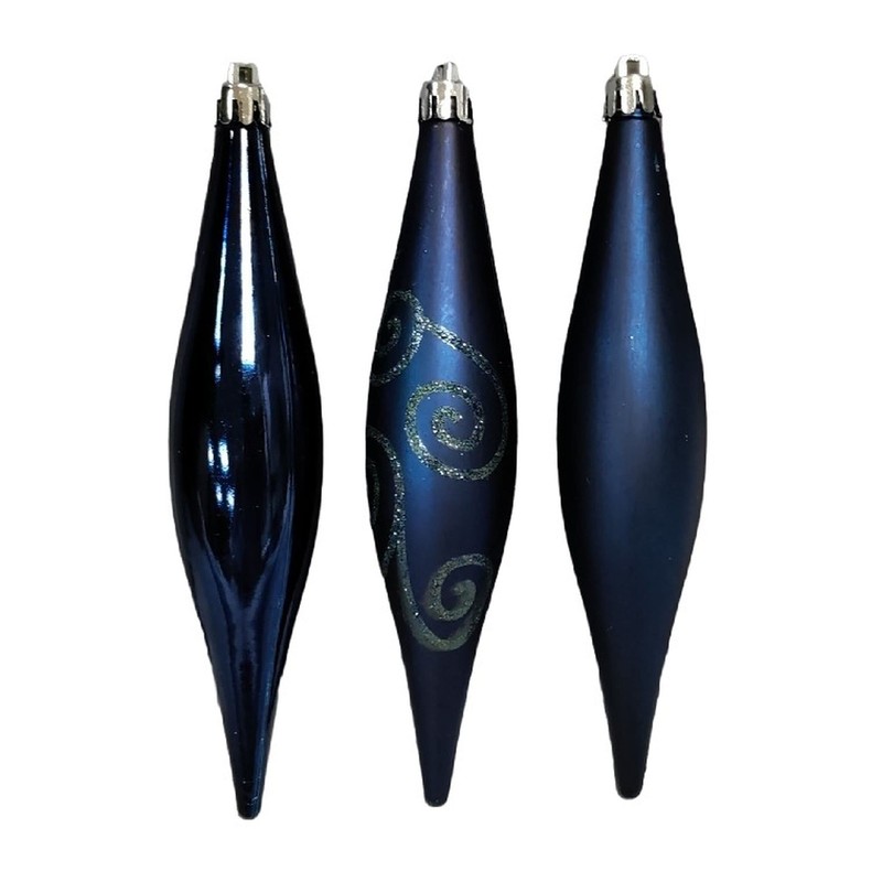 6 x Midnight Blue Icicle / Tear Drop Christmas Tree