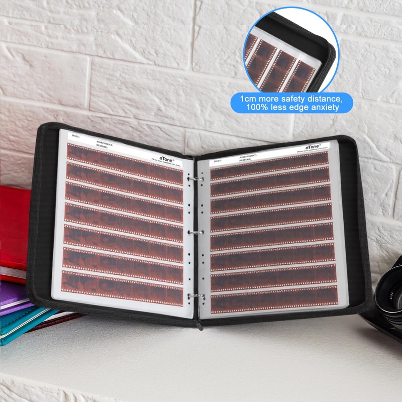 eTone Film Negative Storage Box, PU Leather 3-Ring Binder Album,