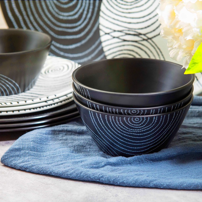 bzyoo 12 Piece Melamine Dinnerware Set - Durable, Dishwasher Safe