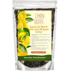 Organic Lemon Tree Potting Soil Mix - Germination, Growth & Repotting – Chunky, Well-Draining Soil for House Plants, Indoor & Outdoor, Houseplant Dirt Planting, 6+Month Citrus Fertilizer (5 Quart)