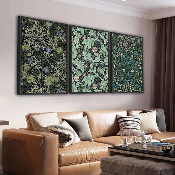 Large Framed Wall Art Flower Pattern, William Morris Floral Wall