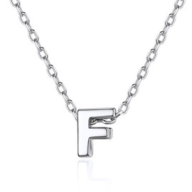Silvora S925 Silver Letter Pendant, Name Initial Necklace, A-Z for Silver Name Necklace, Women, Children & Men, 46 cm + 5 cm Extension Chains, Silver
