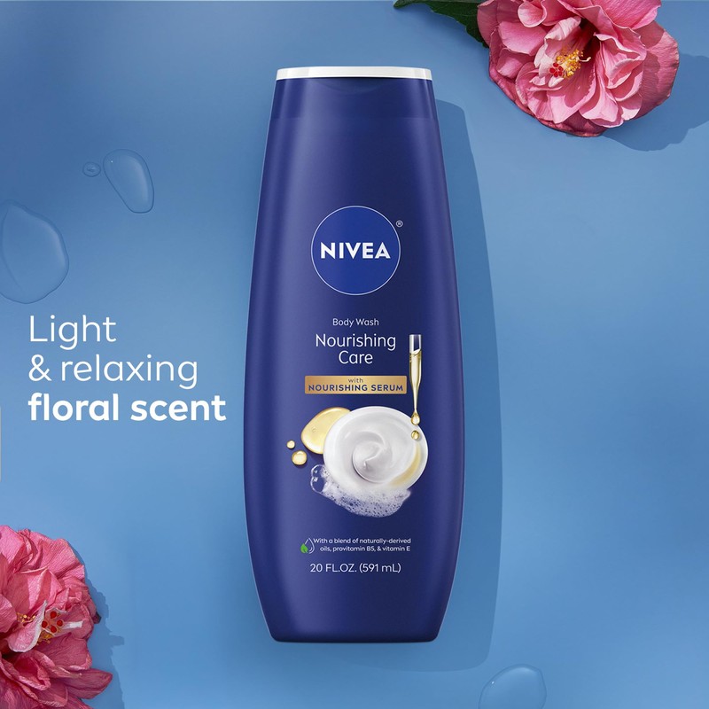 NIVEA Nourishing Care Body Wash with Nourishing Serum, Moisturizing Body
