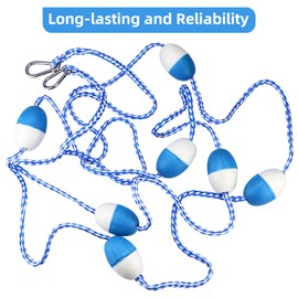 Amarine Made 20ft Floating Pool Rope, Pool Divider Rope with 2 Pre-Assembled Stainless Hooks and 7 Floating Buoys, Swimming Pool Rope for Isolating Hazardous Areas or Dividing Swim Lanes (20ft)
