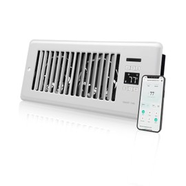 Super Quiet Register Booster Fan for 4" x 10" Register Holes, Smart Register Vent with Dual Intelligent Thermostat and WIFI App Control, Heating Cooling AC Vent Fan (White)