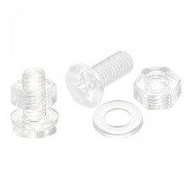 uxcell M6 x 16mm Plastic Phillips Machine Screws with Nuts and Flat Washers, PC Flat Head Machine Bolts Transparent 20 Sets