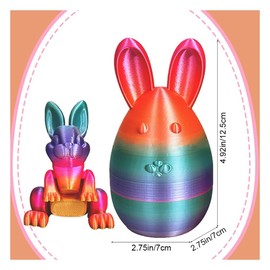 3D Printed Easter Eggs with Bunny Inside, Cute Rabbit Eggs Easter Decoration, Colorful Rabbit Egg Decorations (Caise)