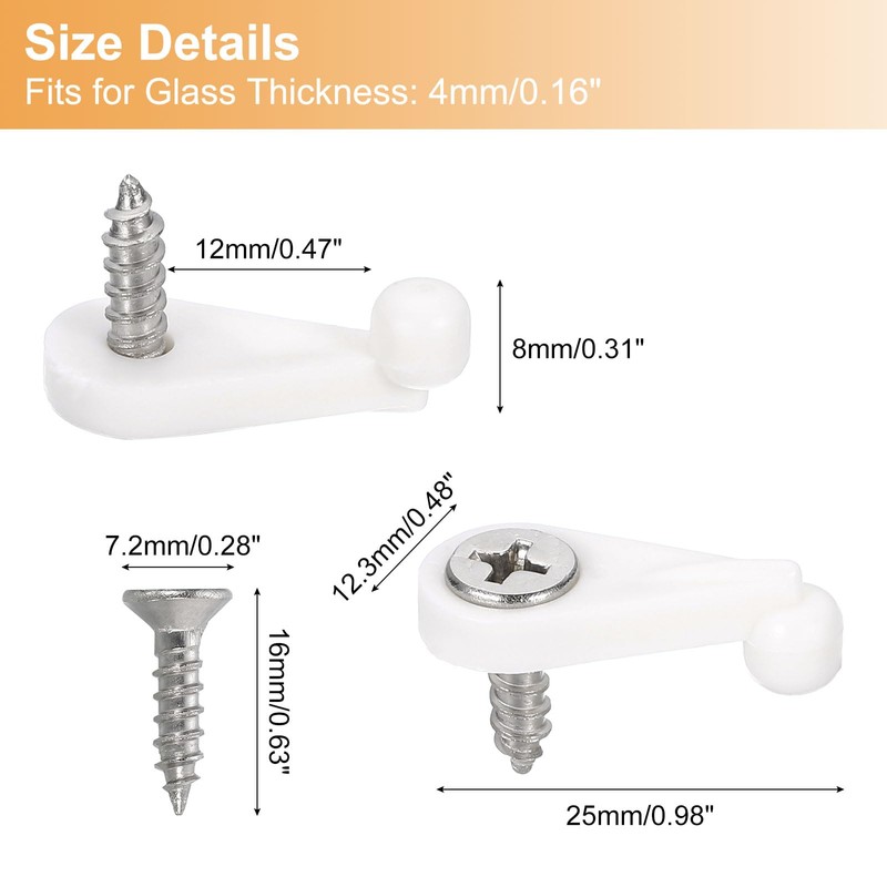 uxcell 26Sets Glass Retainer Clips Kit with Screw, 25mm Plastic