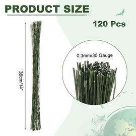 PATIKIL 120 Pcs 30 Gauge Floral Wire, 14 Inch Floral Stem Wire Flower Paper Wrapped Wires for Flower Crafts Bouquet Arrangement Supplies Wreath DIY Projects, Dark Green
