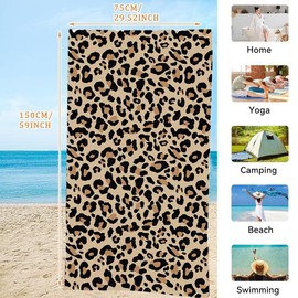 Leopard Print Towels, Beach Towel, Pool Towels, Large Beach Towels with Leopard Print, Quick-Drying, Bath Towel for Men and Women, Leopard Print, 75 x 150 cm