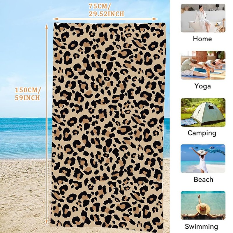 Leopard Print Towels, Beach Towel, Pool Towels, Large Beach Towels