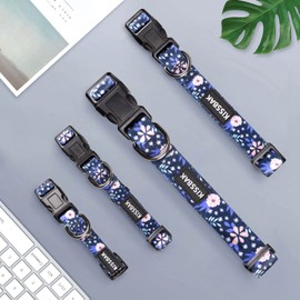 KISSBAK Dog Collar for Large Dogs - Special Design Cute Girl Dog Pet Collar Soft Adjustable Fancy Floral Girl Puppy Dog Collars (L, Pineapple Flower)