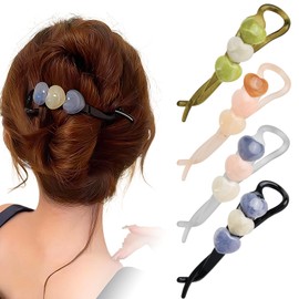 Set of 4 Hair Clips, Banana Clip, Twist Clip, Non-Slip and Hair Friendly for Updos, Half Updos and Low Ponytails