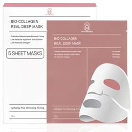 NUVODERMA Bio Collagen Face Mask (5 Pack), Overnight Deep Hydrating Collagen Mask for All Skin Types, Anti-Aging Collagen Sheet Mask, Helps to Minimize Wrinkles, Restores Skin Elasticity & Plumpness