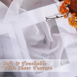 NICETOWN Sheer Small Curtains 48 inch Length 2 Panels, Grommet Short Curtains Voile Textured Soft and Lightweight Window Treatments for Kitchen/Cafe, W37 x L48, White, 2 Pieces
