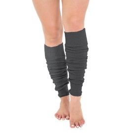 Crazy Chick® Deluxe Luxurious Ladies 80's Plain Ribbed Leg Warmers Legwarmers 12 Color TU TU (Grey)