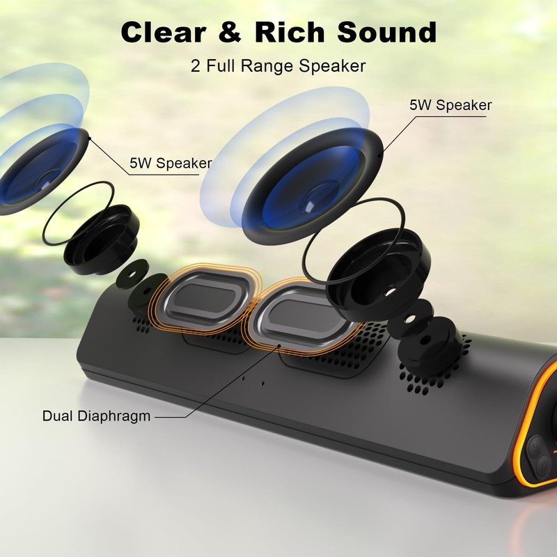 SOULION R50 Bluetooth Computer Speakers, 3.5mm PC Sound Bar for