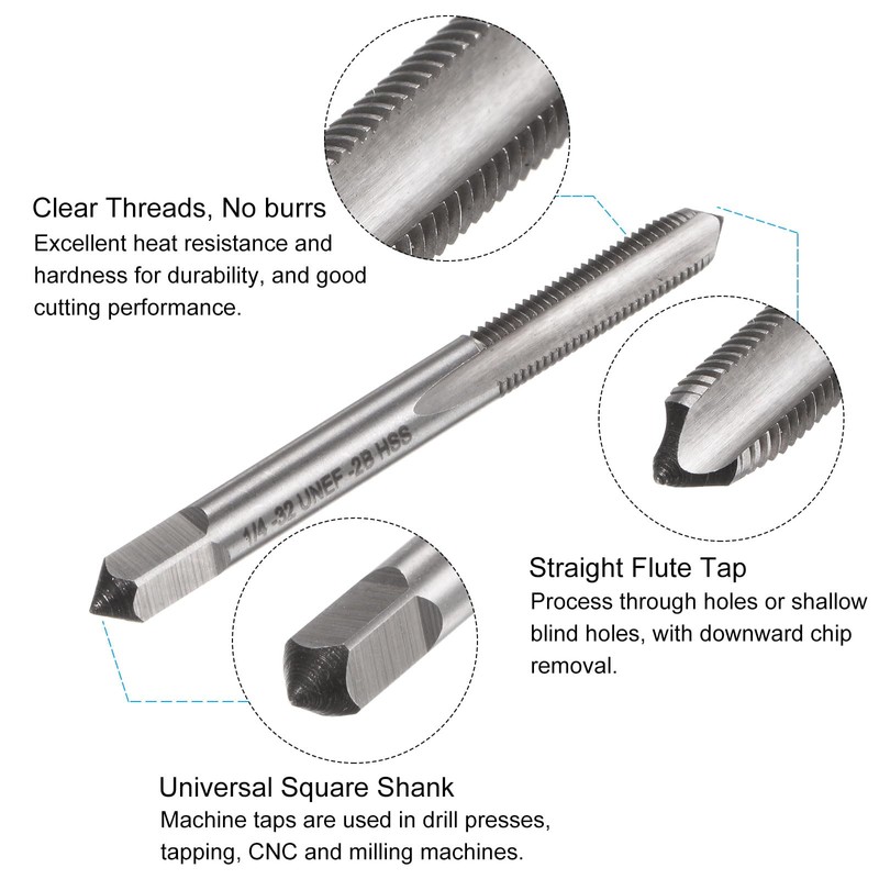 sourcing map Tap and Drill Bit Set, 1/4-32 UNEF Thread